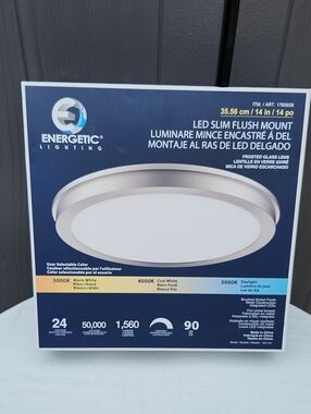 Brushed Nickel LED Slim Flush Mount - White